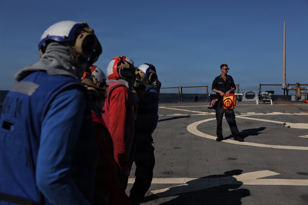 USS McFAUL Flight Deck Firefighting Drill