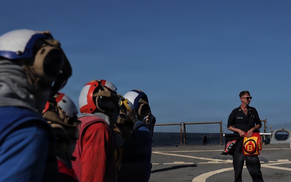USS McFAUL Flight Deck Firefighting Drill