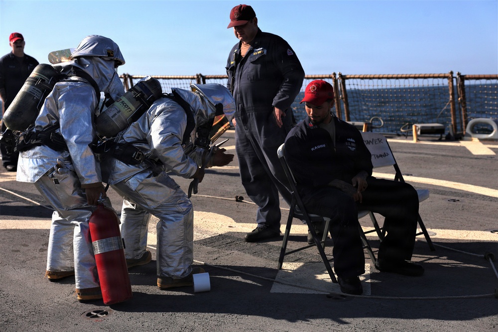 USS McFAUL Flight Deck Firefighting Drill