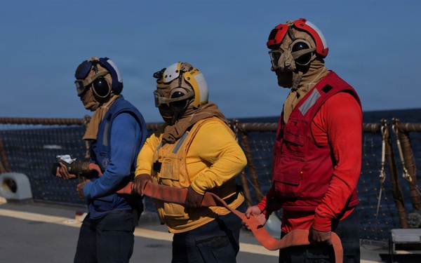 USS McFAUL Flight Deck Firefighting Drill