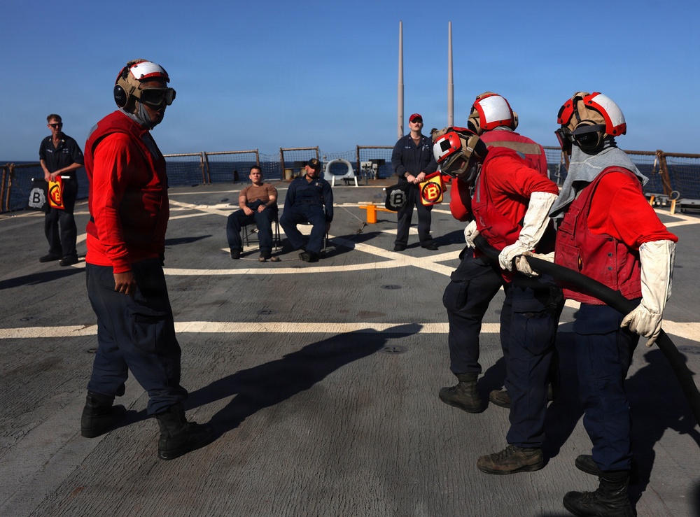 USS McFAUL Flight Deck Firefighting Drill