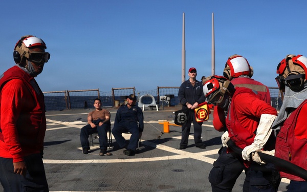 USS McFAUL Flight Deck Firefighting Drill
