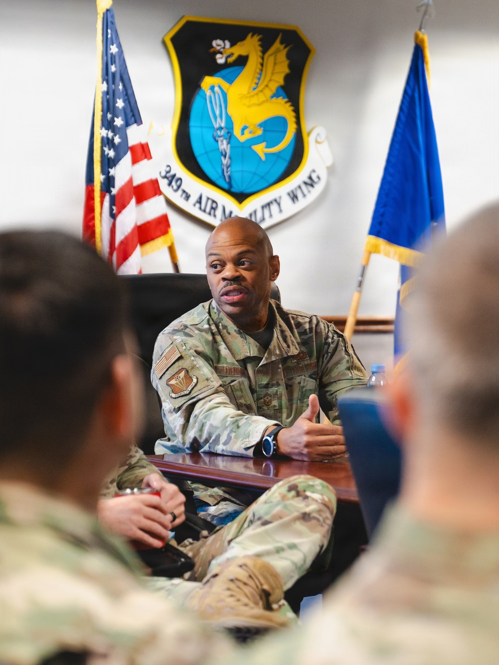 4th Air Force Chief Master Sergeant Dennis Visits 349th AMW Top III