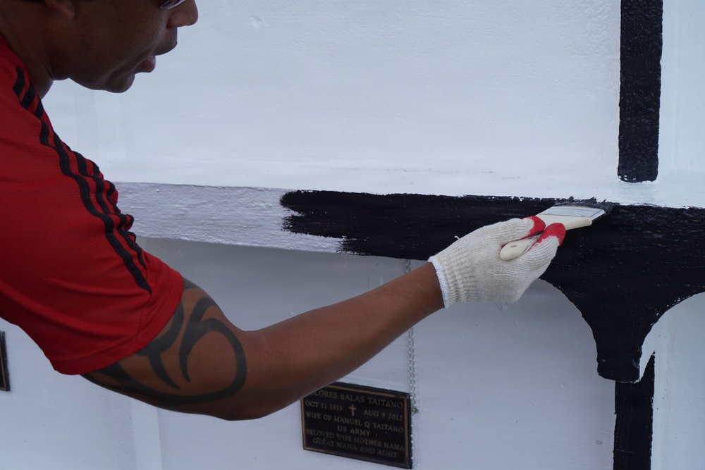Guam Marines participate in the years first revitalization mission at Guam Veterans Cemetery