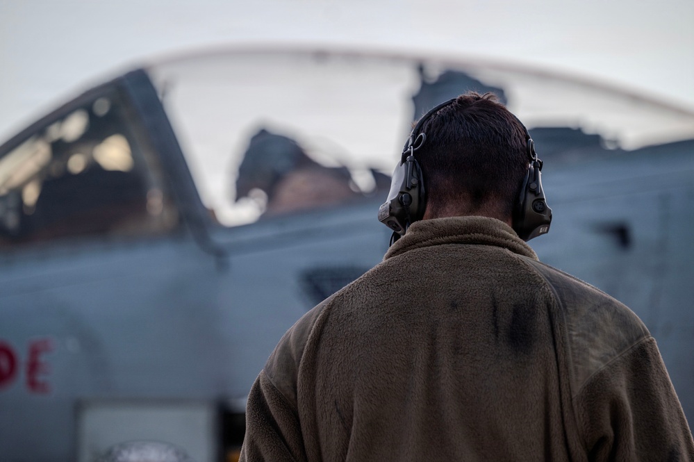 A-10 aircraft prepare to launch