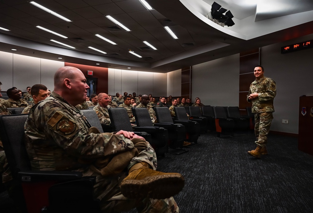 CMSgt Jeremey Utphall Meets With the 513th Group Enlisted Force