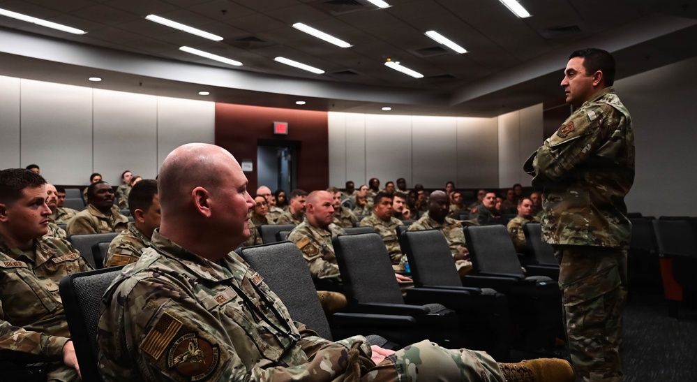 CMSgt Jeremey Utphall Meets With the 513th Group Enlisted Force