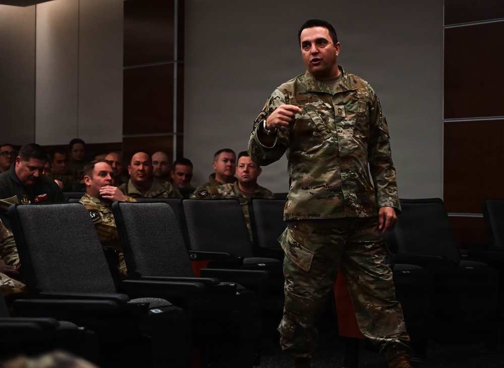 CMSgt Jeremey Utphall Meets With the 513th Group Enlisted Force