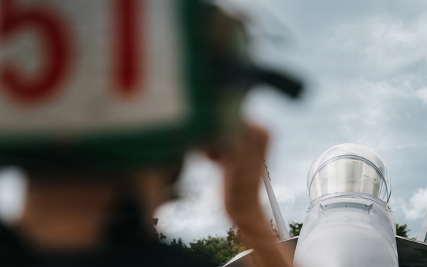 F-18s prepare for takeoff over Puerto Rico