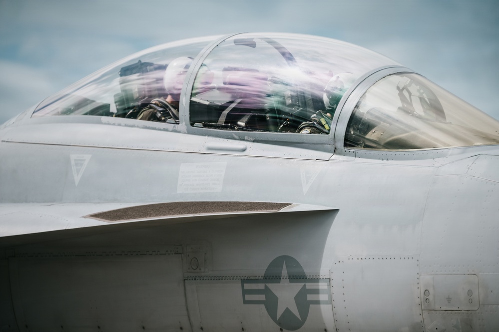 F-18s prepare for takeoff over Puerto Rico