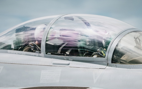 F-18s prepare for takeoff over Puerto Rico