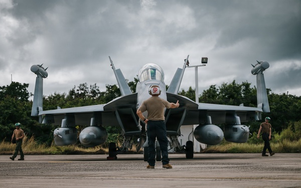 F-18s prepare for takeoff over Puerto Rico