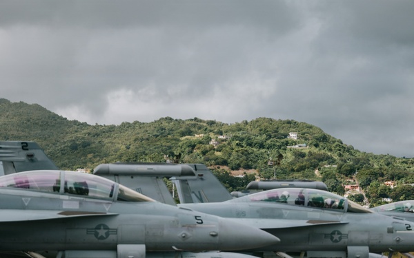 F-18s prepare for takeoff over Puerto Rico