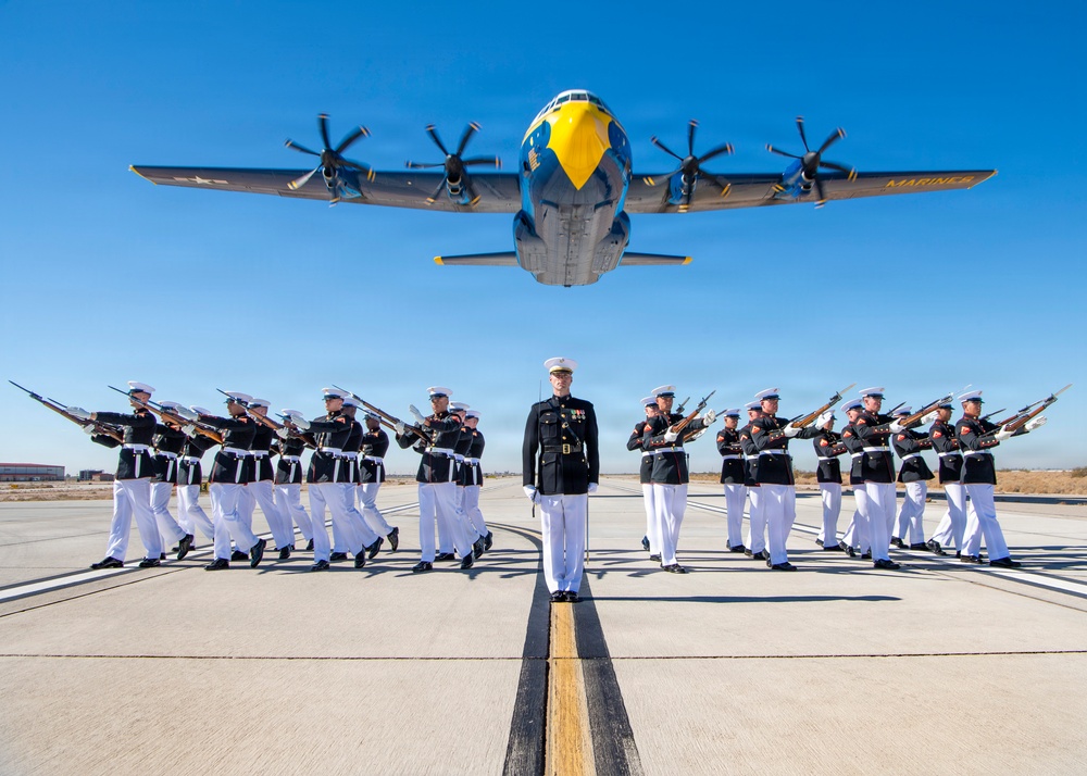 Fat Albert Flies Over Silent Drill Platoon