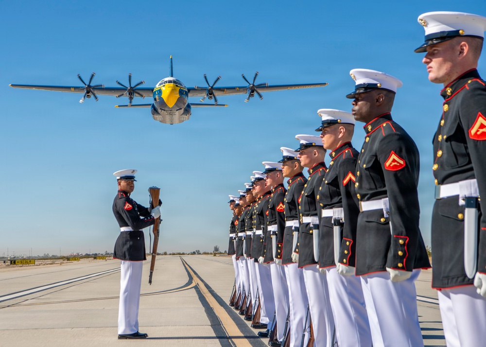 Fat Albert Flies Over Silent Drill Platoon