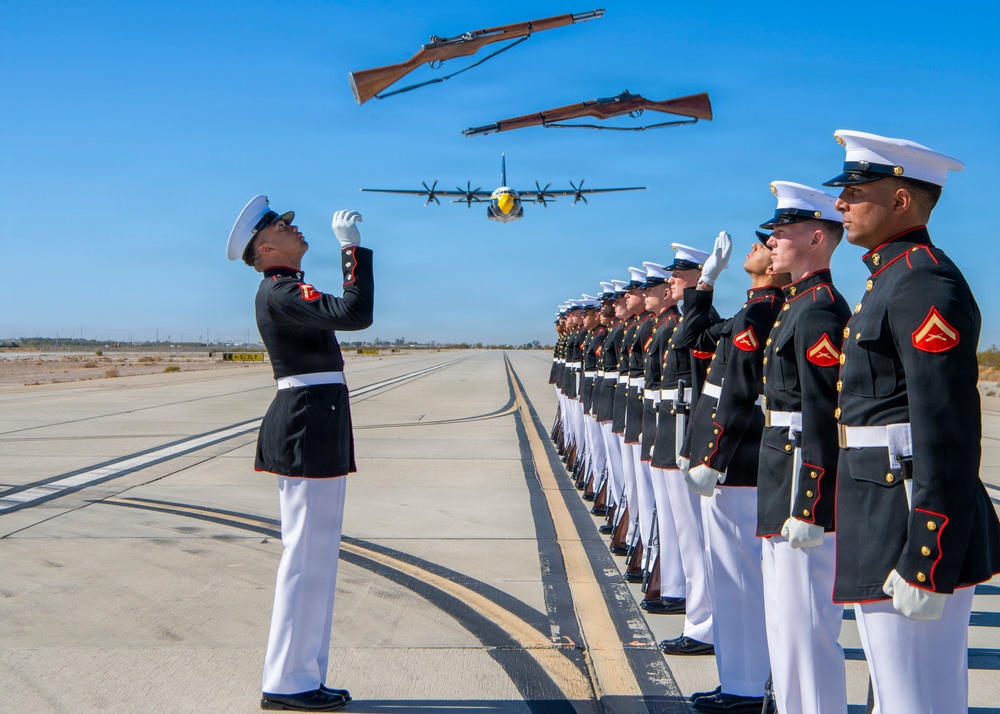 Fat Albert Flies Over Silent Drill Platoon