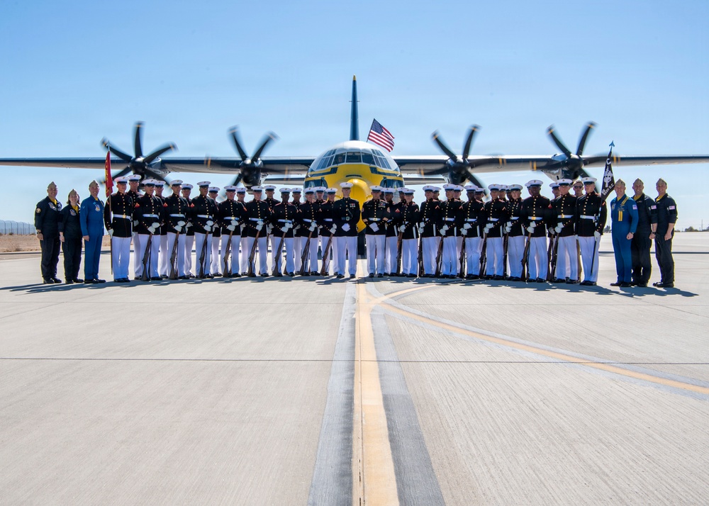 Fat Albert Flies Over Silent Drill Platoon
