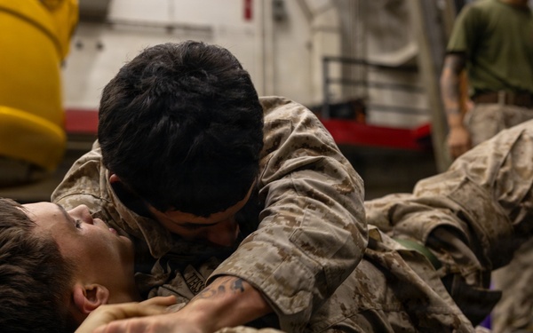 22nd MEU(SOC) | Marines Conduct Martial Arts Training Aboard USS San Antonio