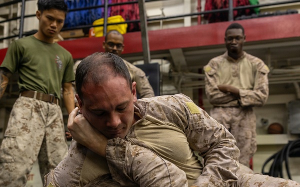 22nd MEU(SOC) | Marines Conduct Martial Arts Training Aboard USS San Antonio