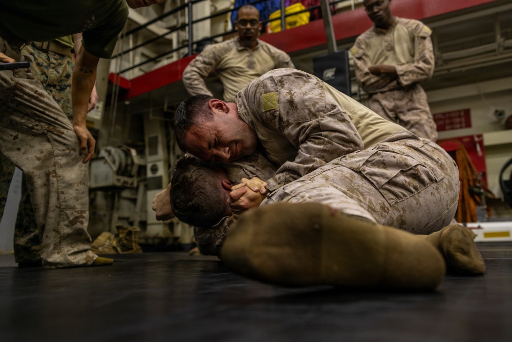 22nd MEU(SOC) | Marines Conduct Martial Arts Training Aboard USS San Antonio