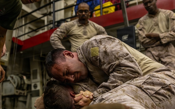 22nd MEU(SOC) | Marines Conduct Martial Arts Training Aboard USS San Antonio