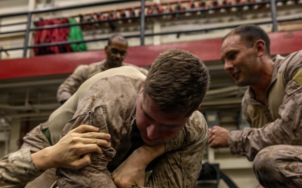 22nd MEU(SOC) | Marines Conduct Martial Arts Training Aboard USS San Antonio