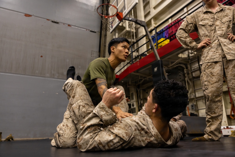 22nd MEU(SOC) | Marines Conduct Martial Arts Training Aboard USS San Antonio