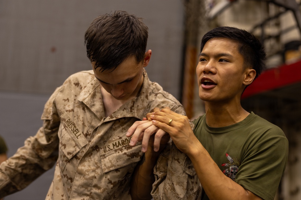 22nd MEU(SOC) | Marines Conduct Martial Arts Training Aboard USS San Antonio