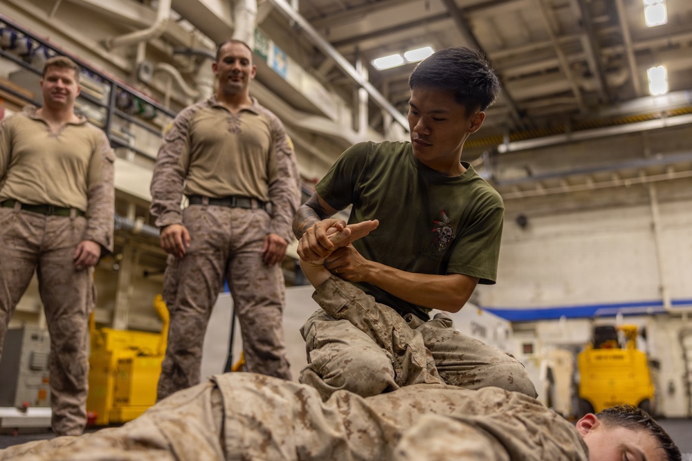 22nd MEU(SOC) | Marines Conduct Martial Arts Training Aboard USS San Antonio