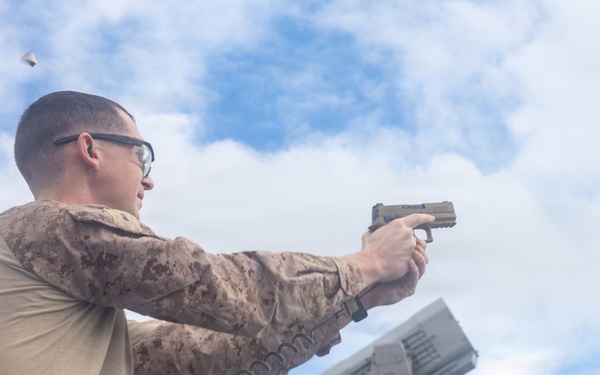 22nd MEU(SOC) | Marines Conduct Pistol Qualification Aboard USS San Antonio