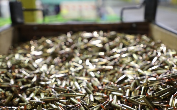 Bin of 7.62 mm ammunition at Lake City Army Ammunition Plant