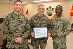 Armed Services Blood Program Presents Certificate of Appreciation to 2nd Maintenance Battalion Leadership