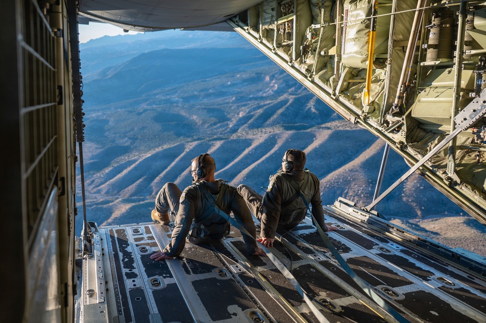 Gen. Spain leads from the cockpit during HC-130J flight at Nellis AFB