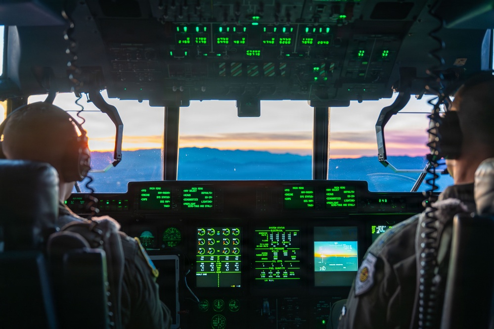 Gen. Spain leads from the cockpit during HC-130J flight at Nellis AFB