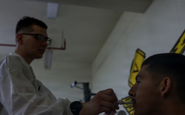 U.S. Marines volunteer at Camp Hansen Blood Drive