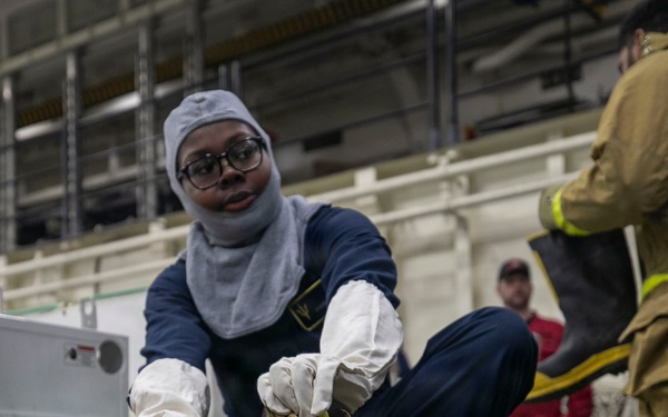 USS Tripoli Conducts Damage Control Drill