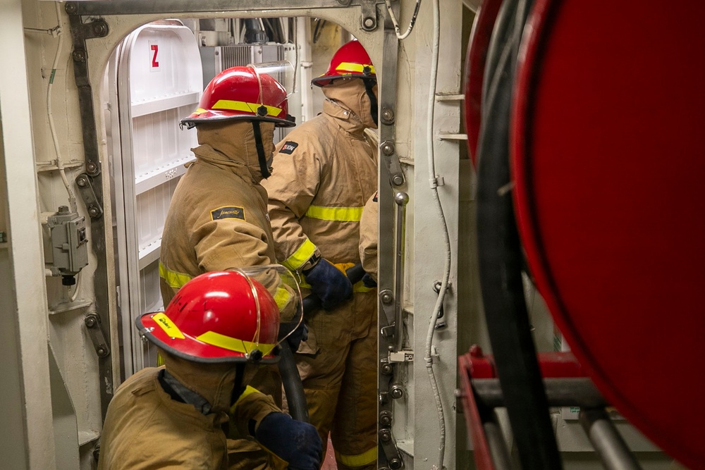 USS Tripoli Conducts Damage Control Drill