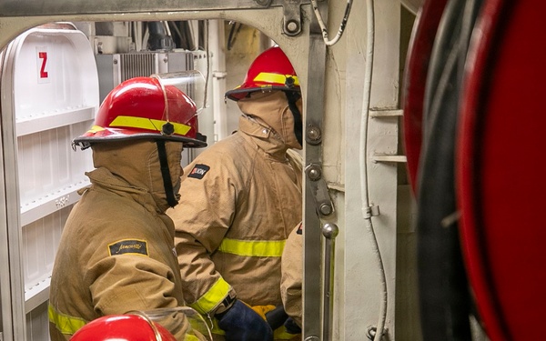 USS Tripoli Conducts Damage Control Drill