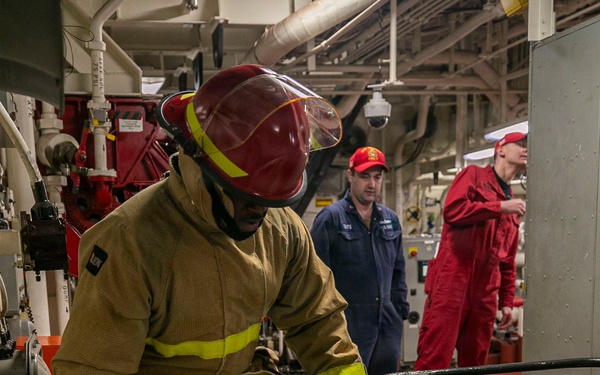 USS Tripoli Conducts Damage Control Drill