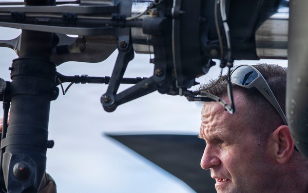 Post-flight AH-64 Apache inspection