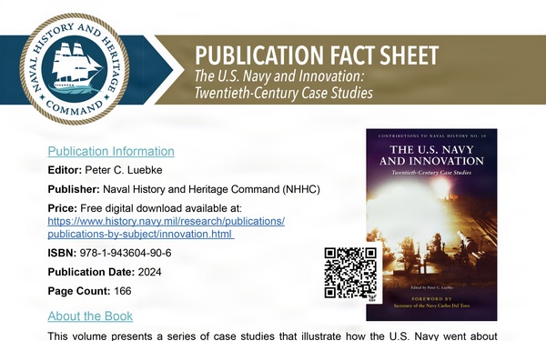 Publication Fact Sheet, THE U.S. NAVY AND INNOVATION: TWENTIETH-CENTURY CASE STUDIES