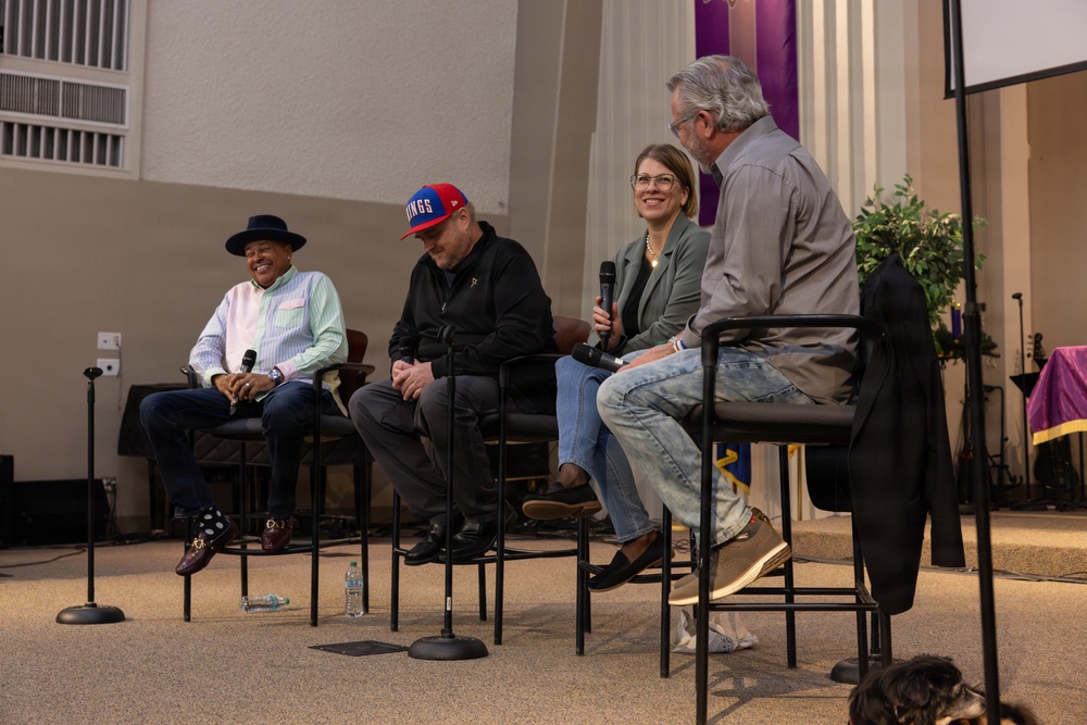 U.S. Marines and Sailors attend 1 Degree of Separation comedy show