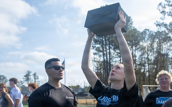 Recruiting Station Columbia and Oceanside Collegiate Academy Conduct Combat Fitness Test Exercise