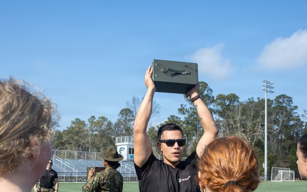 Recruiting Station Columbia and Oceanside Collegiate Academy Conduct Combat Fitness Test Exercise
