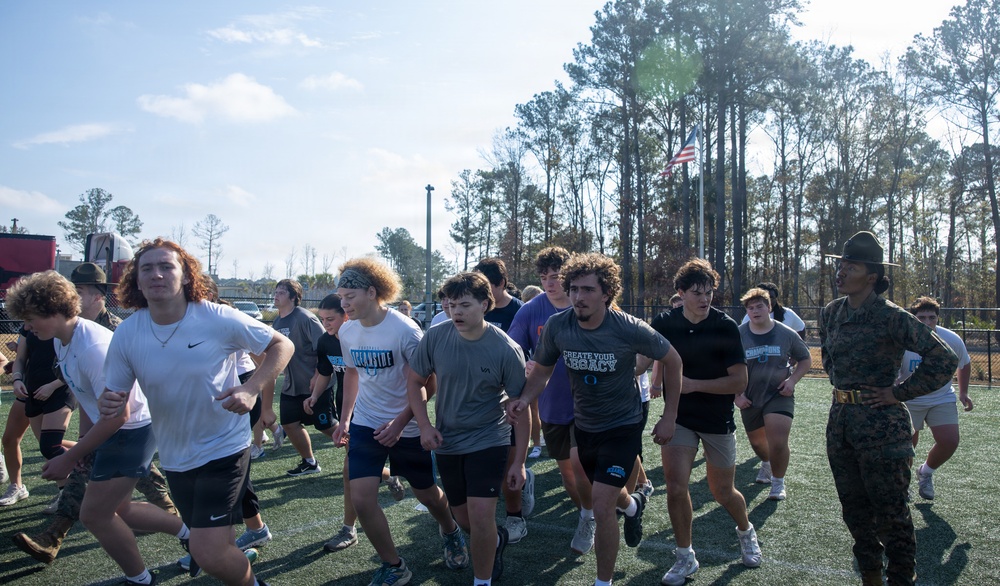 Recruiting Station Columbia and Oceanside Collegiate Academy Conduct Combat Fitness Test Exercise