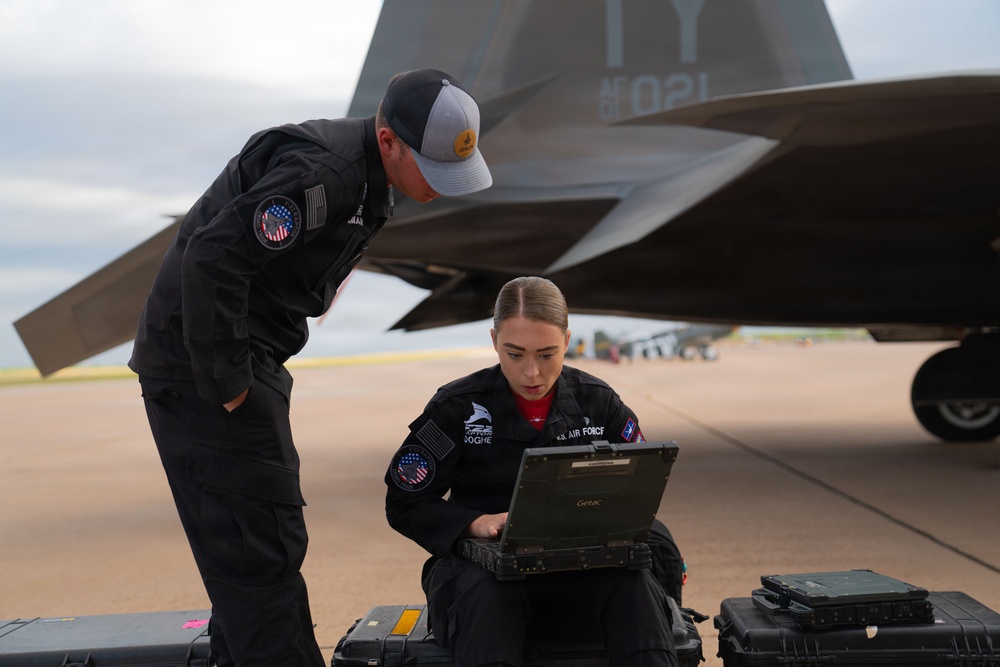 F-22 Raptor Aerial Demonstration Team performs at the Dyess Big Country Air Fest 2023