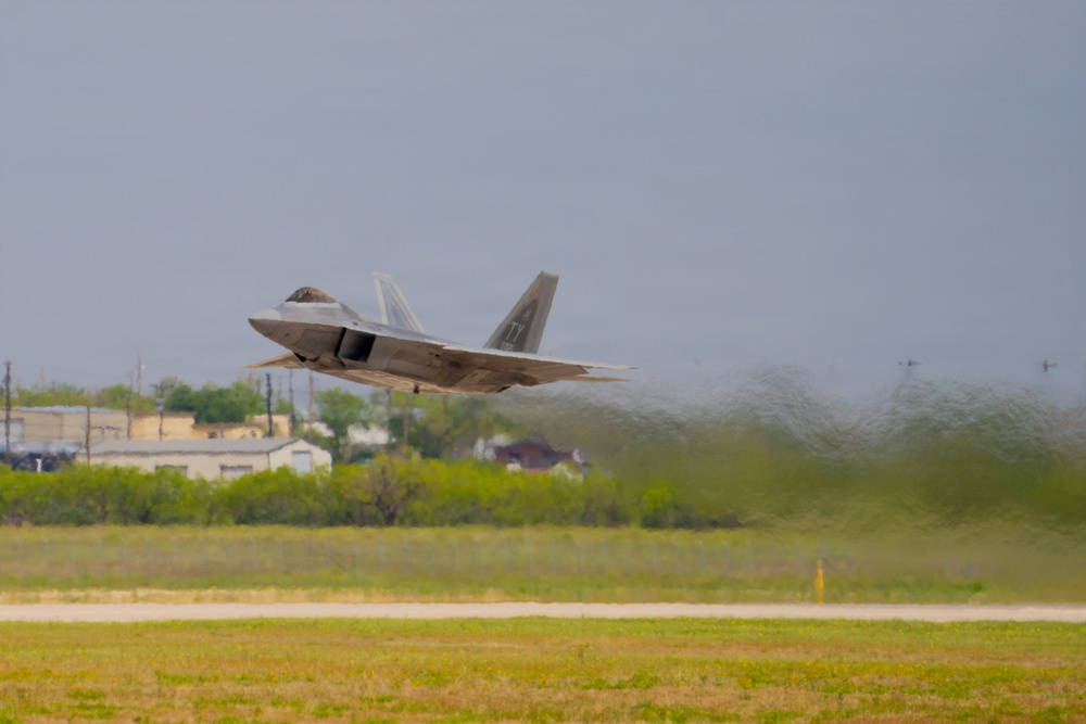 F-22 Raptor Aerial Demonstration Team performs at the Dyess Big Country Air Fest 2023
