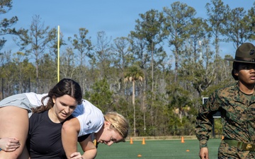 Recruiting Station Columbia and Oceanside Collegiate Academy Conduct Combat Fitness Test Exercise