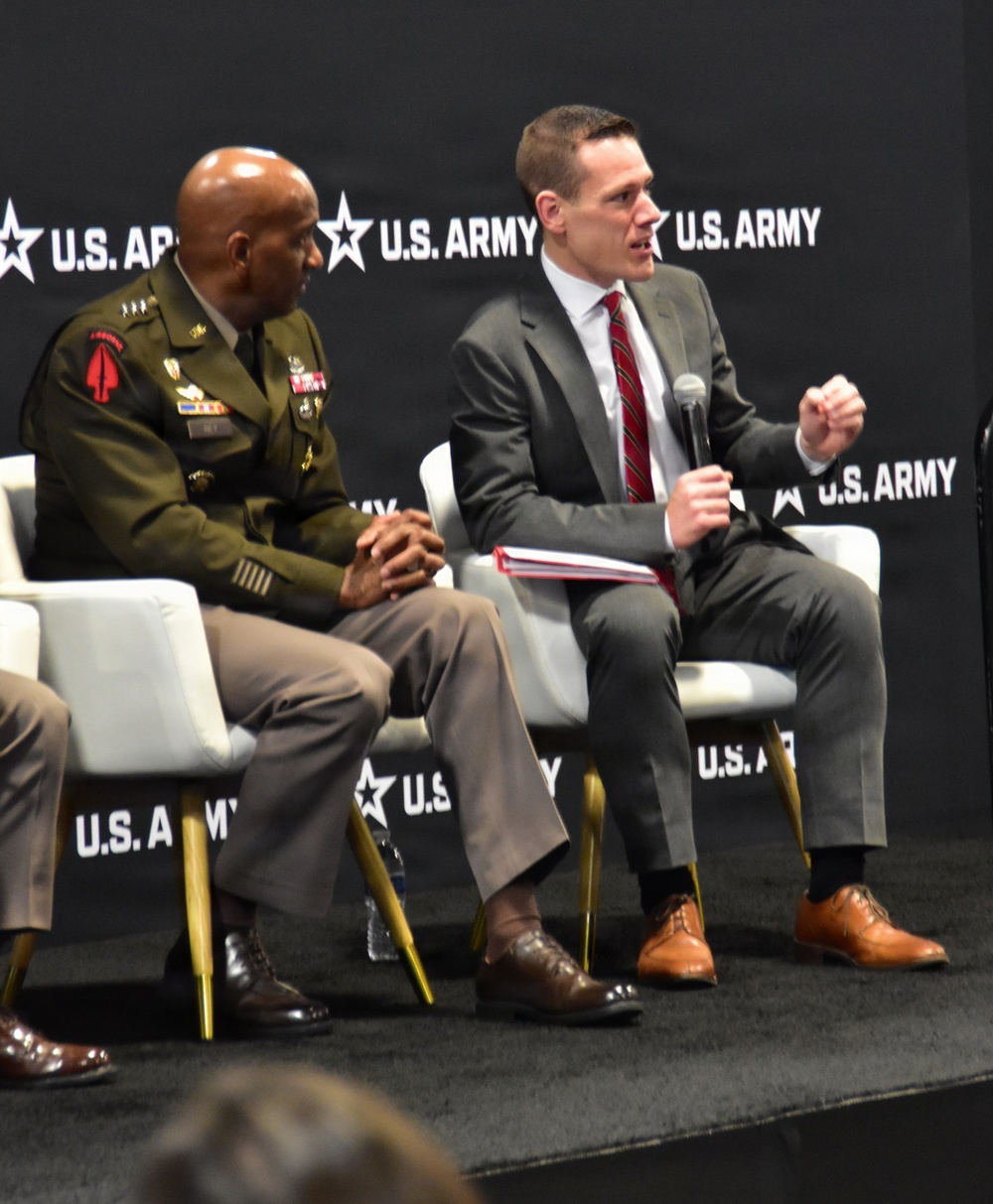 Deputy Chief of Staff, G-6, LTG Jeth Rey, participates in a Warriors Corner at AUSA's annual meeting in 2025.