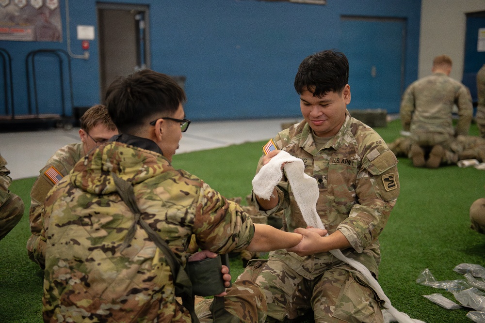 Soldiers prepare  for the Expert Infantry Badge test